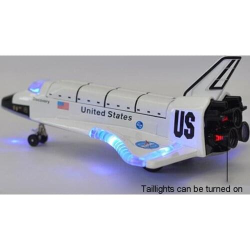 Diecast Space Shuttle Plane Pull back Model with Sound Light Display Stand Toy used for collection as gift to friends or family