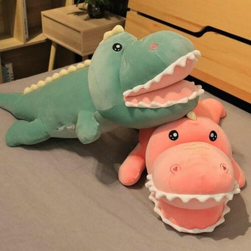130cm Lovely Big Mouth Alligator Plush Toys Cotton Stuffed Pillow Cushion Animal Cloth Crocodile Doll Baby Birthday Kids Gift