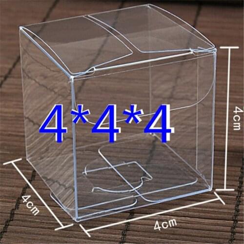 50pcs 4*4*4cm Transparent Plastic Box PVC Packaging Box Plastic Square PVC Gift Box For Candy/Cosmetic/Crafts