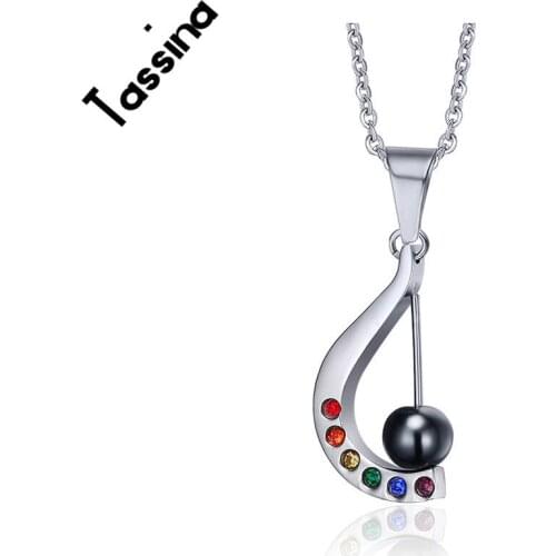 Tassina Lesbian Rainbow Necklace Harp Pendant Titanium Steel Jewelry LGBT Party Supplies Gay Pride Jewelry TNF018