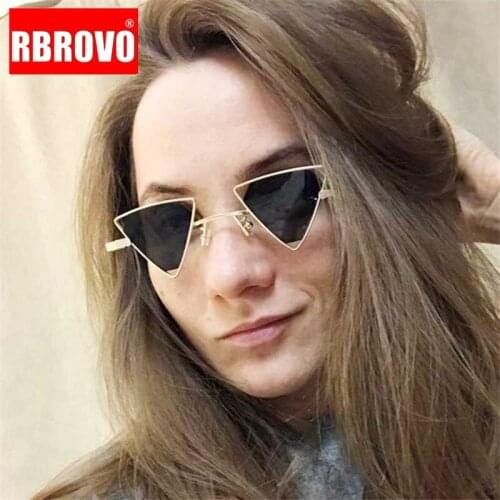 RBROVO 2021 Fashion Triangle Hollow Sunglasses Women Luxury Glasses Classic Vintage Outdoor Street Beat Oculos De Sol Feminino