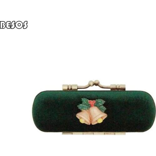 Christmas Special Section Small Bell Metal Frame Lipstick Box Christmas Gift For Girlfriends Lipstick Creative Gift Box Green