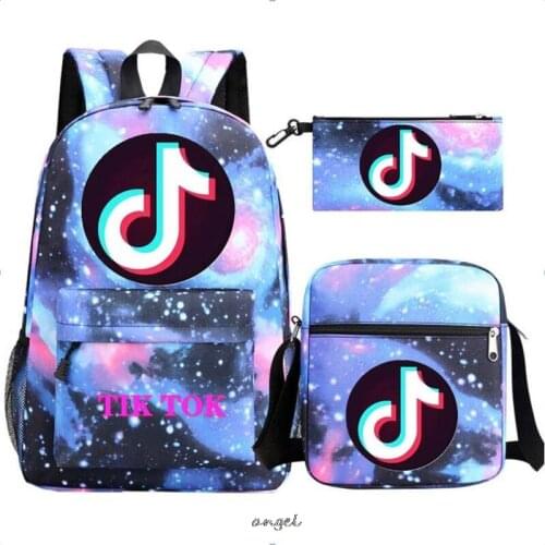 Tik Tok Backpack Boys Girls 3pcs School Bag For Teenagers Kids Book Bags Women Men Travel Laptop Backpack Children Mochilas Gift