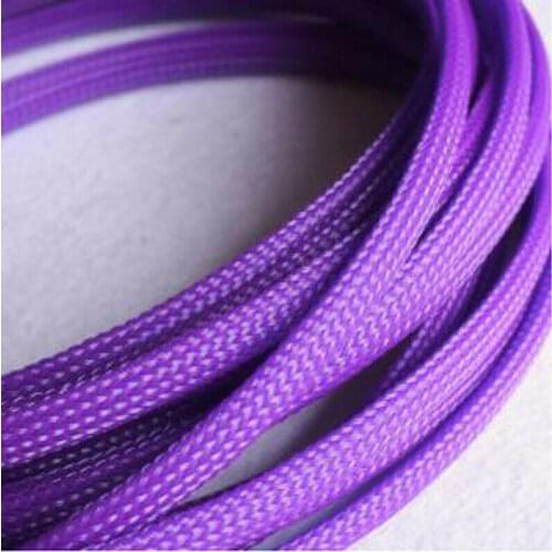 Purple 3-25mm Cable Sleeves Encrypted Snakeskin Mesh Wire Protecting Nylon Tight PET Expandable Braided Sleeves
