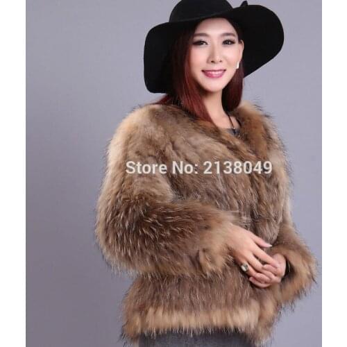 SF0132 Fur Coat Female Outerwear Top Raccon Dog Fur Jacket Design Women 2017 Winter Overcoat Thick Warm