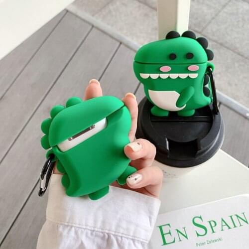 Kjoew Luxury 3D Cute Dinosaur Silicone Case For Apple Airpods Pro Wireless Bluetooth Earphone Protective Cover Airpods Case
