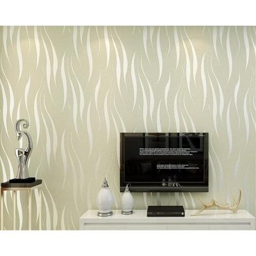 Beibehang Modern simple water grass pattern wallpaper white beige yellow silver gray purple curve bedroom living room wallpaper
