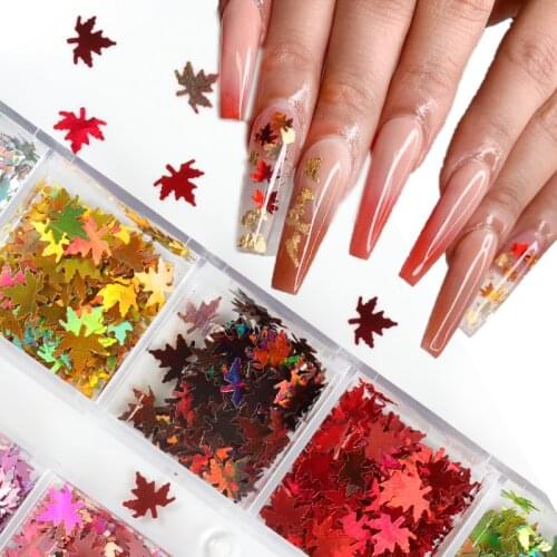 Super Flake Maple Leaf Nail Sequins Holographic Shiny Fallen Leaves Nail Art Decorations DIY Autumn Manicure Tool Accessories