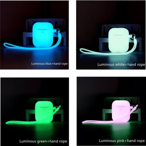 Luminous Silicone Case for Apple AirPods Luminous Earphone Protective Shell for Air Pods Earphone Accessories with Rope