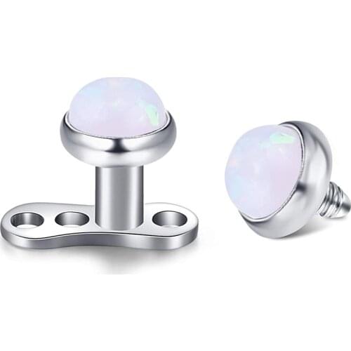 14G Dermal Anchors Tops and Bases 2.5mm Opal and Replacement Tops 316L Surgical Steel for Women Men