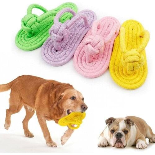 Cotton Rope Toy Slipper Shoes Sandal Shape For Dogs Cats Pets Random Color