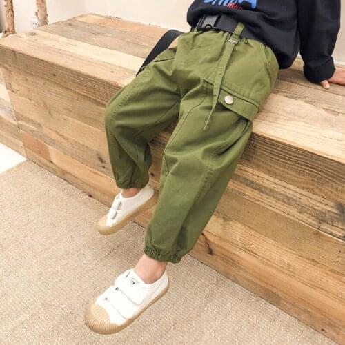 2021 Spring New Kids Casual Long Pants for Boys Fashion Children Cargo Trousers Cotton Loose, #9373