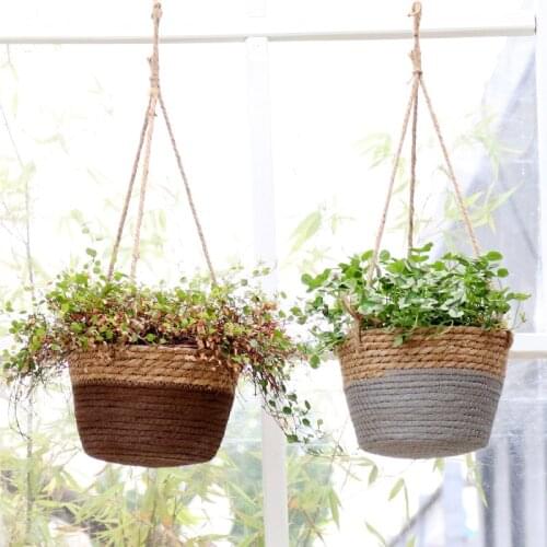 Macrame Vintage Plant Hangers Jute Rope Hanging Planter Woven Garden Plant Storage Basket Indoor Outdoor Flower Pot Home Decor
