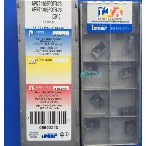 Iscar 100PCS APKT1003PDTR-76 IC910 Mill Cemented carbide inserts CNC blade lathe tool