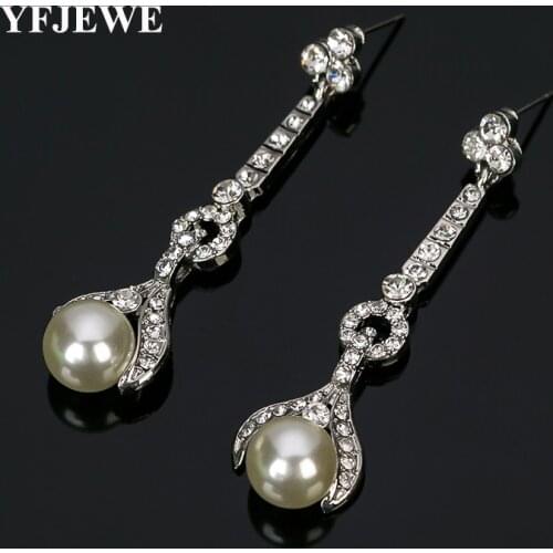 YFJEWE Ethnic Vintage Long Big Crystal Earrings Jewelry Fashion Brand Glass Rhinestone Drop Earring Cuffs For Women #E173