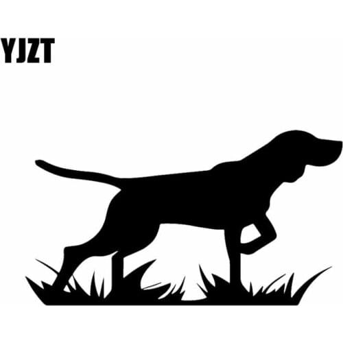 YJZT 16X8.9CM Bird Dog Hunting Pointer On Point! Vinyl Decal Car Sticker Window Tailgate Black/Silver C24-1279