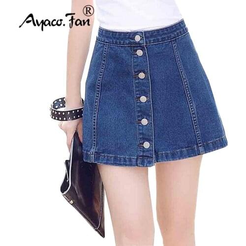 2019 New Casual Women Summer Saias Plus Size Jeans Skirt Ladies Cotton Denim Long Jean Pencil A-Line Above Knee Skirts Femininas