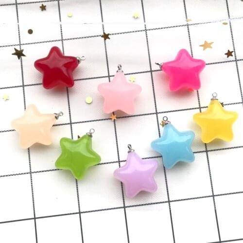ZALEBABA 23*23mm mix10pcs Convex circ resin stars necklace charms very cute keychain pendant necklace pendant for DIY decoration