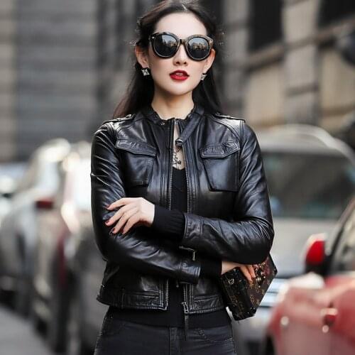 Autumn Spring 200% Natural Sheepskin Coat Female Streetwear Real Womens Leather Jacket Genuine Leather Jacket Women 229955