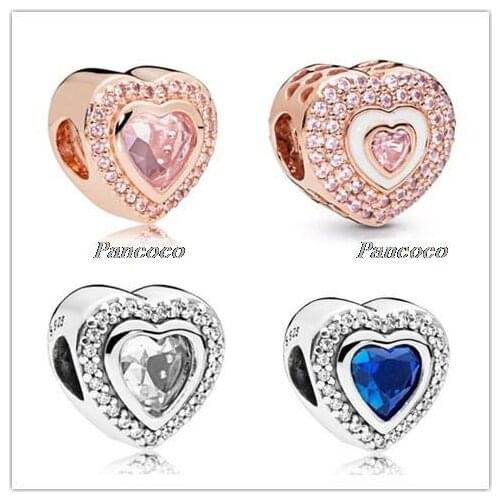 925 Sterling Silver Bead Charm Rose Hearts On Hearts Charm Fit Pandora Women Bracelet & Necklace Diy Jewelry
