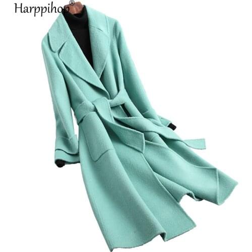 2019 Women new fashion Bright colors wool jacket lady long style leisure Fall/Winter wool coat