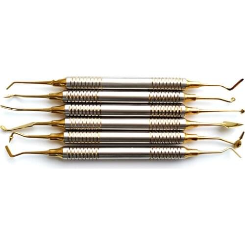 6pcs Dental Composite Resin Filling Spatula Titanium plated Head Resin Filler Set thick handle Restoration set Dental Instrument