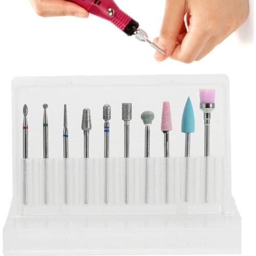10pcs/set Nail Drill Bit Nail Files Electric Machine for Manicure Gel Polishing Tool Kit Rotary Burr Cuticle Milling Cutter