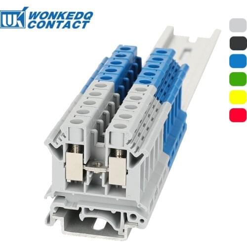 10Pcs Din Rail Terminal Blocks UK-10N Universal Wiring Class Connector Screw Conductor UK10N screw terminal block