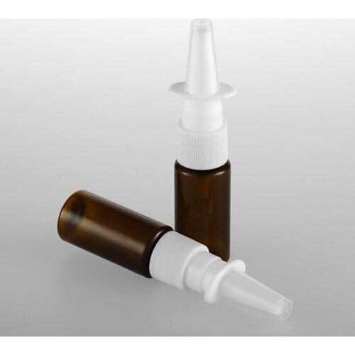 50pcs/lot 15ml Mini travel Brown PET Empty Fine Nasal Spray Mist Plastic Bottle, Cosmetic Nose Spray Bottle