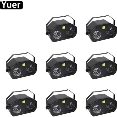 8Pcs/Lot Multifunction Music Effect Light Laser Strobe Spot Beam 4IN1 Sound Party Stage Lights For DJ Disco Party Wedding Light