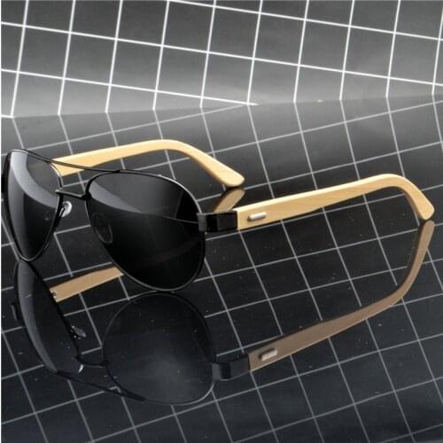 Bamboo Sunglasses pilot Men Wooden metal Women pilot Brand Designer Mirror Original Sun Glasses for men drive sunglasses FML