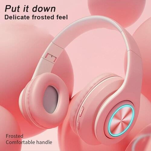 Mamcron Wireless Bluetooth-compatible Headphones Portable Folding LED Breathing Lights Headset W/ MIC Support TF Card Mp3 Player