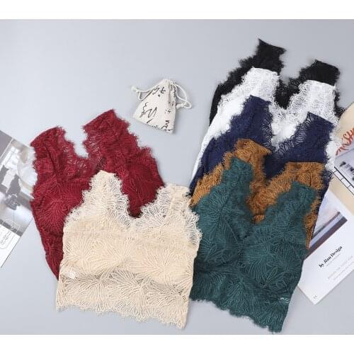 Womens Cotton Underwear Tube tops Sexy Lace Top Fashion Push Up Comfort Brassiere Female V Bra Without Steel Ring Sexy Lingerie