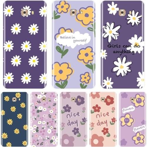 Phone Case For Samsung Galaxy C5 C7 C8 Silicone Daisy Flower Yellow Floral Purple Back Cover For Samsung Galaxy C5 C7 C9 Pro