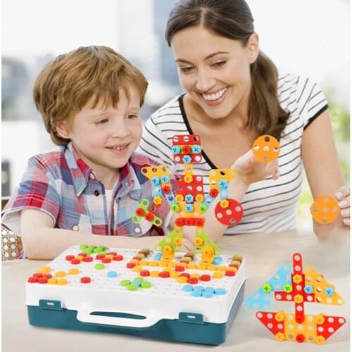 DIY Drilling Electric Drill Screw Nut 3D Creative Mosaic Puzzle Toys For Children Building Bricks Toys Kids Educational Toy