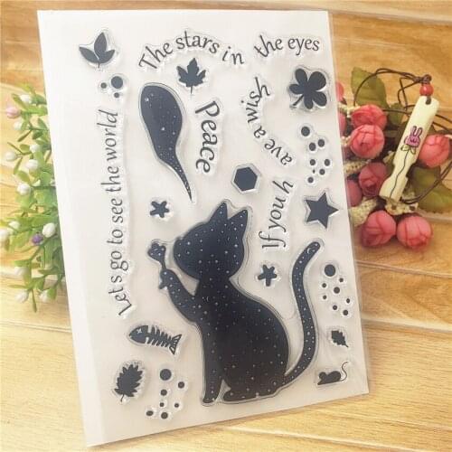 Hot sale Silhouette cat Transparent Clear Stamps / Silicone Seals Roller Stamp for DIY scrapbooking photo album/Card Making