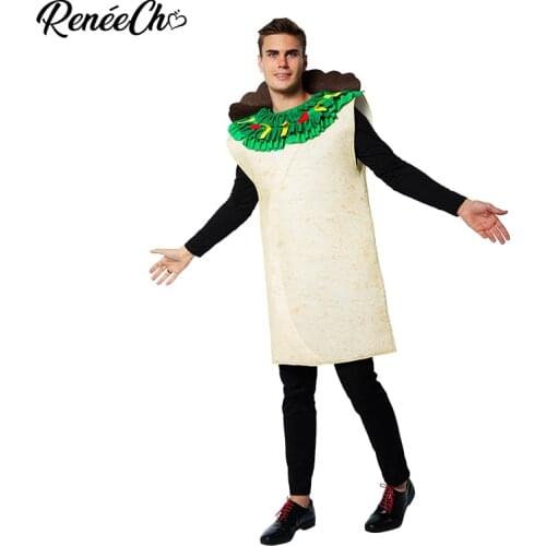 Reneecho Halloween Costume For Adult Burrito Costume Men Taco Outfit Costume Food Cosplay
