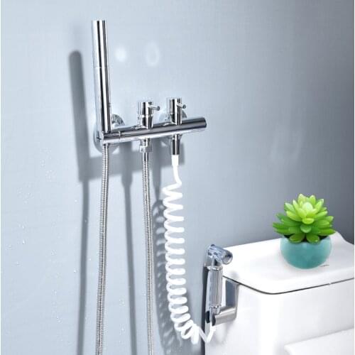 Chrome Bidet Faucet Sprayer Toilet Corner Valve Handheld Hygienic Garden Faucet Bidet Head Pet Sprayer Airbrush Tap