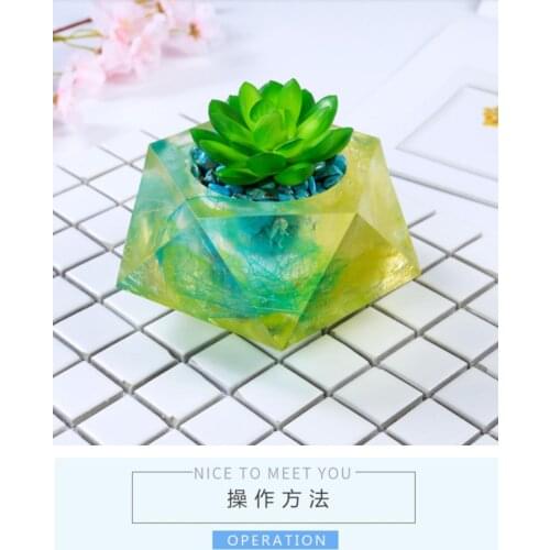 Crystal Epoxy Flower Pot Cement Silicone Mould Creative Self-made Bottom Grouting Plastic Concrete Polygon