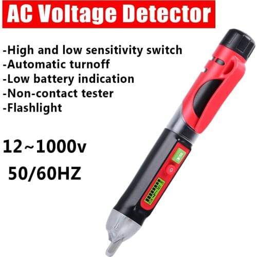 Intelligent AC Voltage Detector Pen Voltmeter Non-Contact 12-1000V Voltage Meter Indicator Alarm Sensor Tester Voltage Regulator