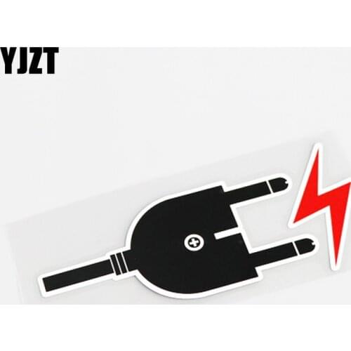 YJZT 14.7CM*6CM Creative Warning Mark Pay Attention to Electricity Safety Car Sticker Decal PVC 13-0865