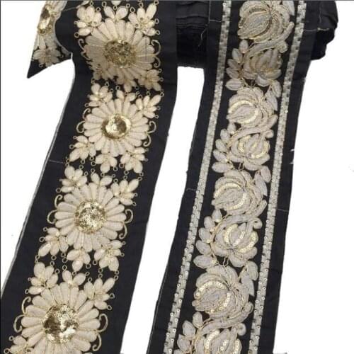 1 Yards Embroidery Lace Flower Ribbons Vintage Jacquard Webbing Trims DIY Clothes Bag Accessories Decor Ribbon