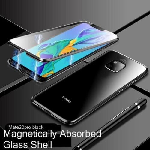 Magnet Cover for Huawei Mate 20 X Pro Case Glass Metal Magnetic Cover for Huawei Mate 20 P20 pro Lite 20x Case Clear Cover Coque