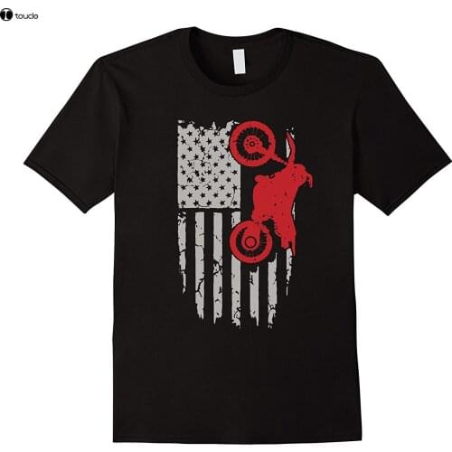 Fashion Men T Shirt Free Shipping Funny Dirt Biker America Flag Shirt - Cool Motocross Shirt Summer T-shirt