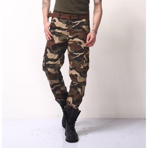 2021 Mens Four Seasons New Eight Bags Workwear Camouflage Pants Youth Military Loose Field Expansion Multi-Pocket Trousers