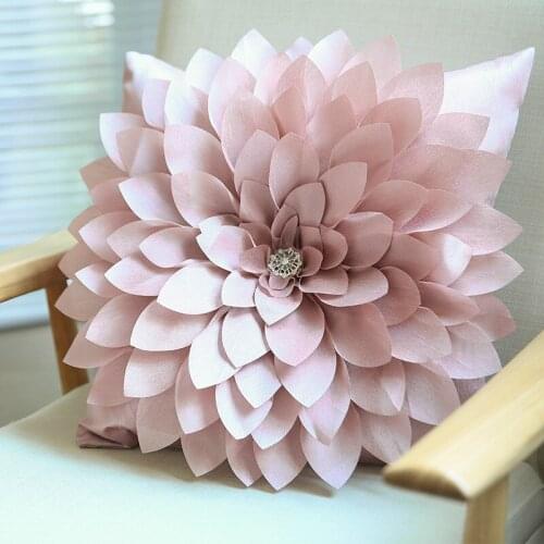 3D Handmade Diamond Flowers Pillow Cover WITH inner pillow Home Decor White Ivory Pink Cushion Cover Decoration