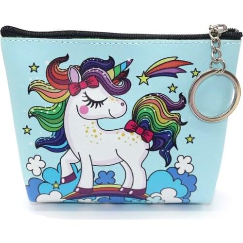 2018 New Cute Unicorn Coin Purse Student Cartoon Zipper Credit Cards Holder Mini Coins Bag Women Girls Small Wallet Money Pouch