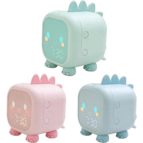 2021 New Kids Alarm Clock Cute Dinosaur Digital Alarm Clock ChildrenS Sleep Trainer Wake Up Night Light Clock For Kids Bedside
