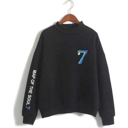 New Bangtan Boys Turtleneck Sweatshirt Print MAP OF THE SOUL 7 Fashion Turtleneck Kpop Hoodie Girls High Collar Sweatshirts