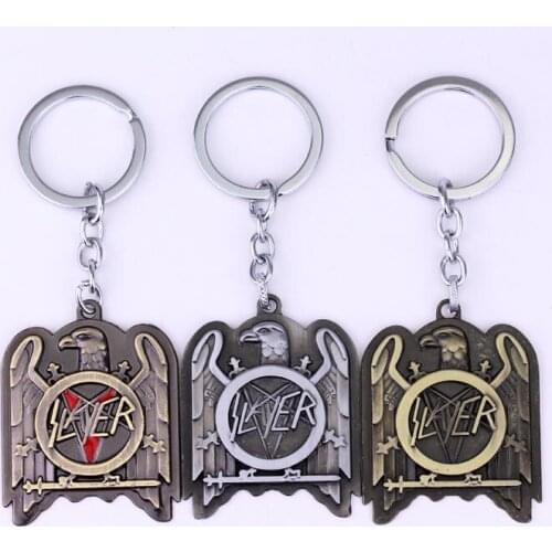 New Arrival Fashion Slayer Sew On Patch Logo Killer Thrash Keychain Rock Band Vintage Accessories Metal Keyrings for Fans Gifts